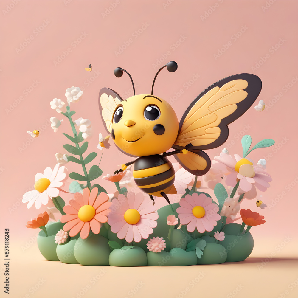 Spring cartoon and podium Spring cartoon and podium