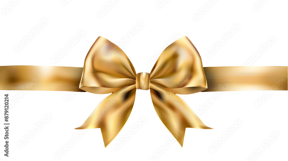 golden bow with horizontal ribbon isolated on white background.generative ai golden bow with horizontal ribbon isolated on white background.generative ai