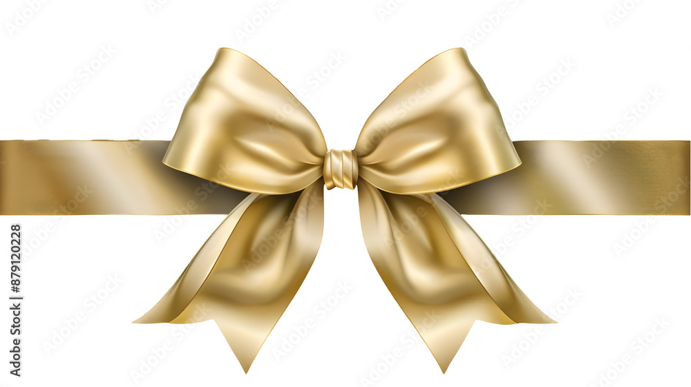 golden bow with horizontal ribbon isolated on white background.generative ai golden bow with horizontal ribbon isolated on white background.generative ai