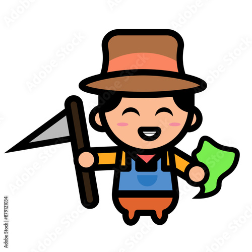 
male farmer carrying a sickle