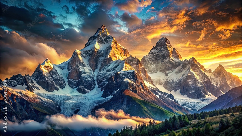 Obraz premium A powerful message of motivation and determination, set against a backdrop of symbolic mountains , achievement