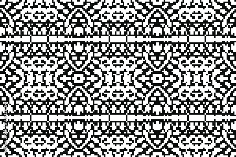 Pixel monochrome seamless. pixel patterns in Aztec geometric tribal style. Vector illustration. Ethnic abstract ikat art. Aztec ornament print. geometric Pixel monochrome seamless. pixel patterns in Aztec geometric tribal style. Vector illustration. Ethnic abstract ikat art. Aztec ornament print. geometric