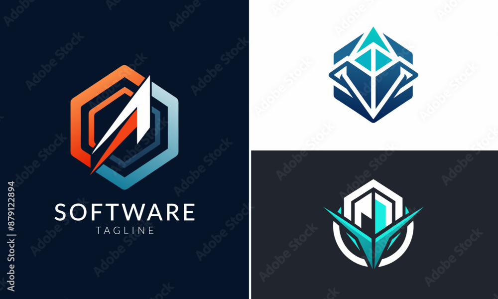 Naklejka premium Software company modern abstract logo set