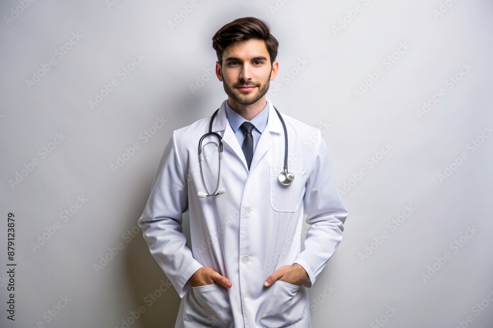 an image of a young Man in a Doctor Dress on a white background an image of a young Man in a Doctor Dress on a white background