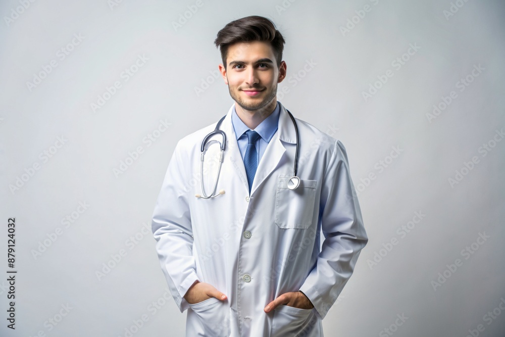 an image of a young Man in a Doctor Dress on a white background an image of a young Man in a Doctor Dress on a white background