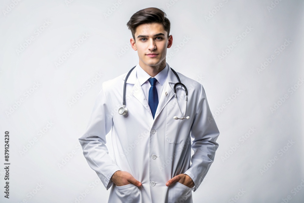 an image of a young Man in a Doctor Dress on a white background an image of a young Man in a Doctor Dress on a white background