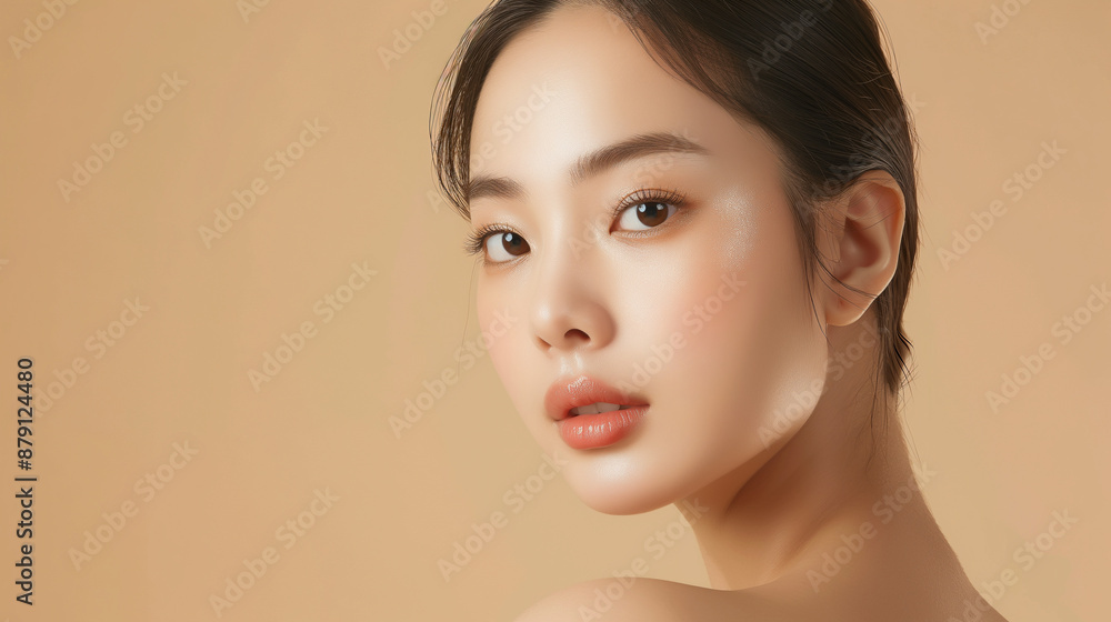 A woman with a very pretty face is looking at the camera A woman with a very pretty face is looking at the camera