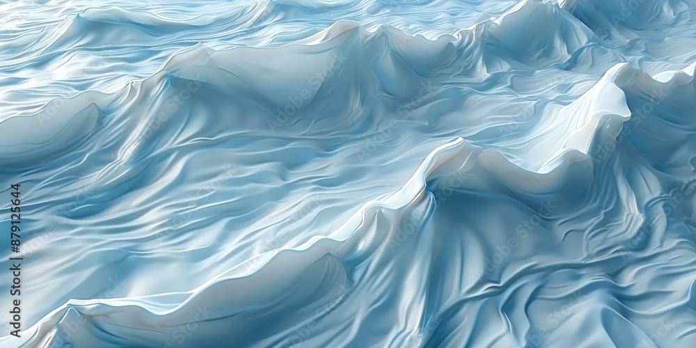 A serene abstract depiction of soft blue and white waves A serene abstract depiction of soft blue and white waves