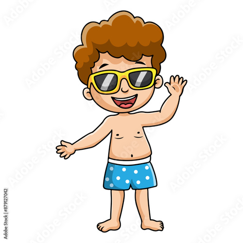 Cute boy are playing on the beach