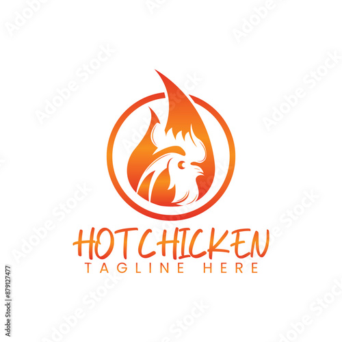 Hot chicken logo, fire chicken logo
