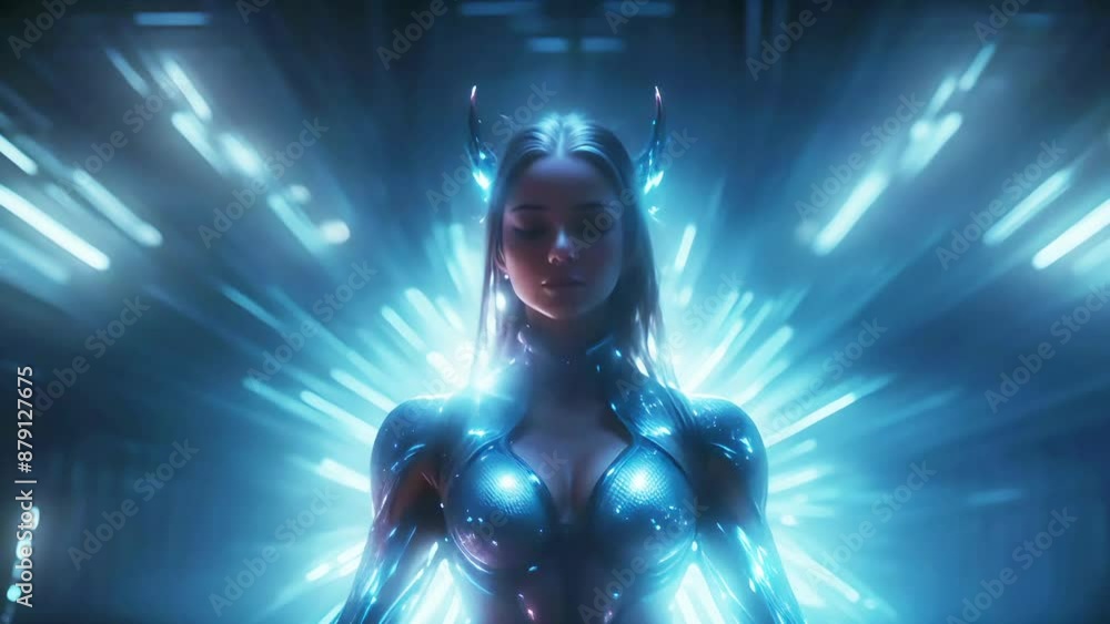 cyber woman portrait, seamless looping cyber woman portrait, seamless looping