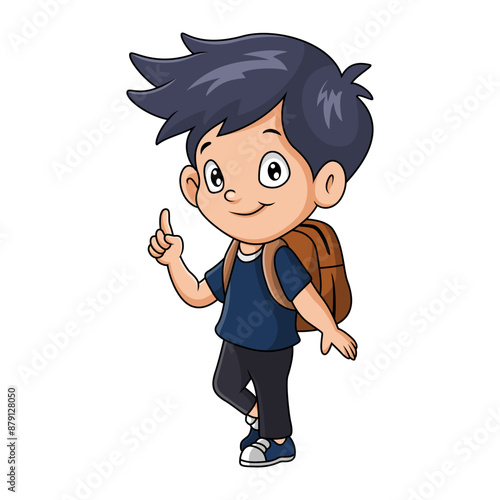 Cute happy school boy cartoon