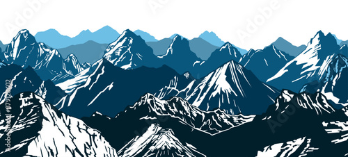 Rocky ridge of mountain range. composition seamless. Tales and stones. Mountain landscape. View from afar.