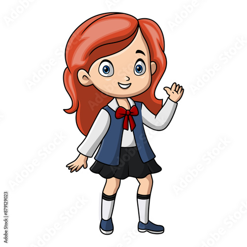 Cute happy school girl cartoon 