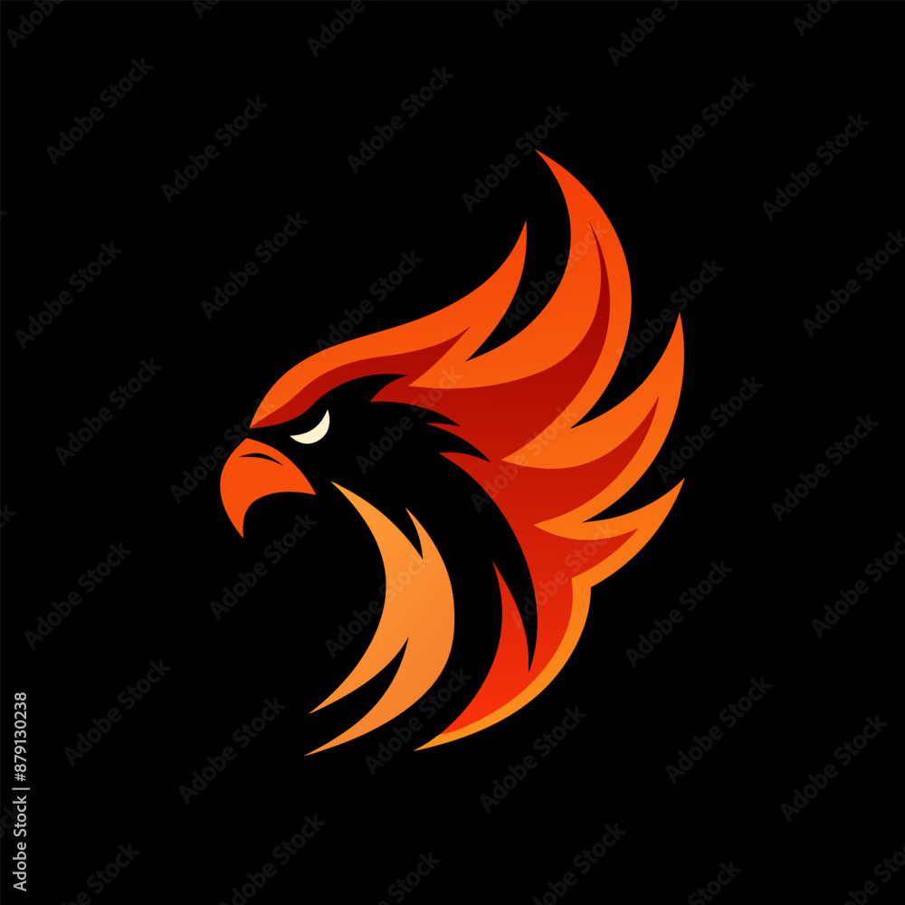 Fire eagle head negative space logo Fire eagle head negative space logo