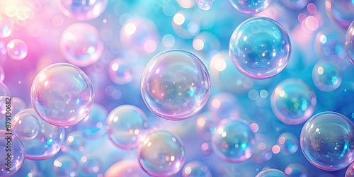 Wallpaper Mural Abstract pastel pink and blue background with iridescent magical air bubbles, wallpaper with glass balls , pastel Torontodigital.ca
