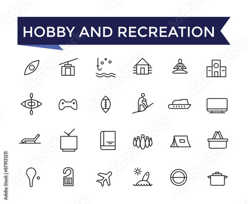 Hobby and Recreation Linear Signed Icon set with editable stroke collection for web and ui. Line icons pack. Vector illustration.