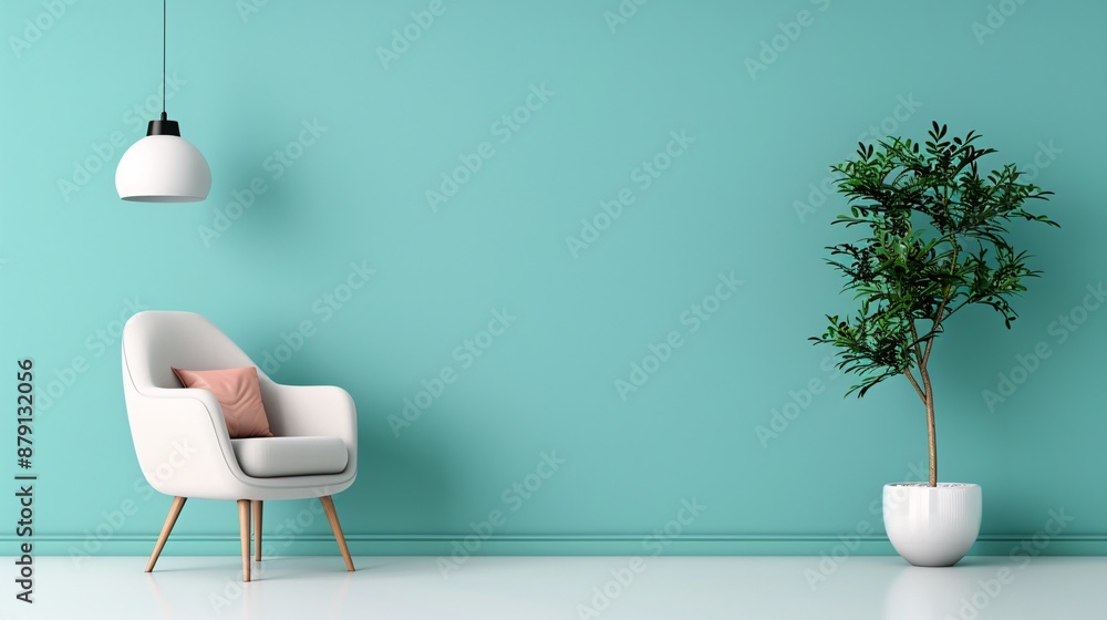 Cozy Reading Nook: Flat Design Illustration of a Chair Next to a Lamp for Relaxing Reading Sessions