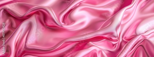 Pink silk fabric with waves and folds.