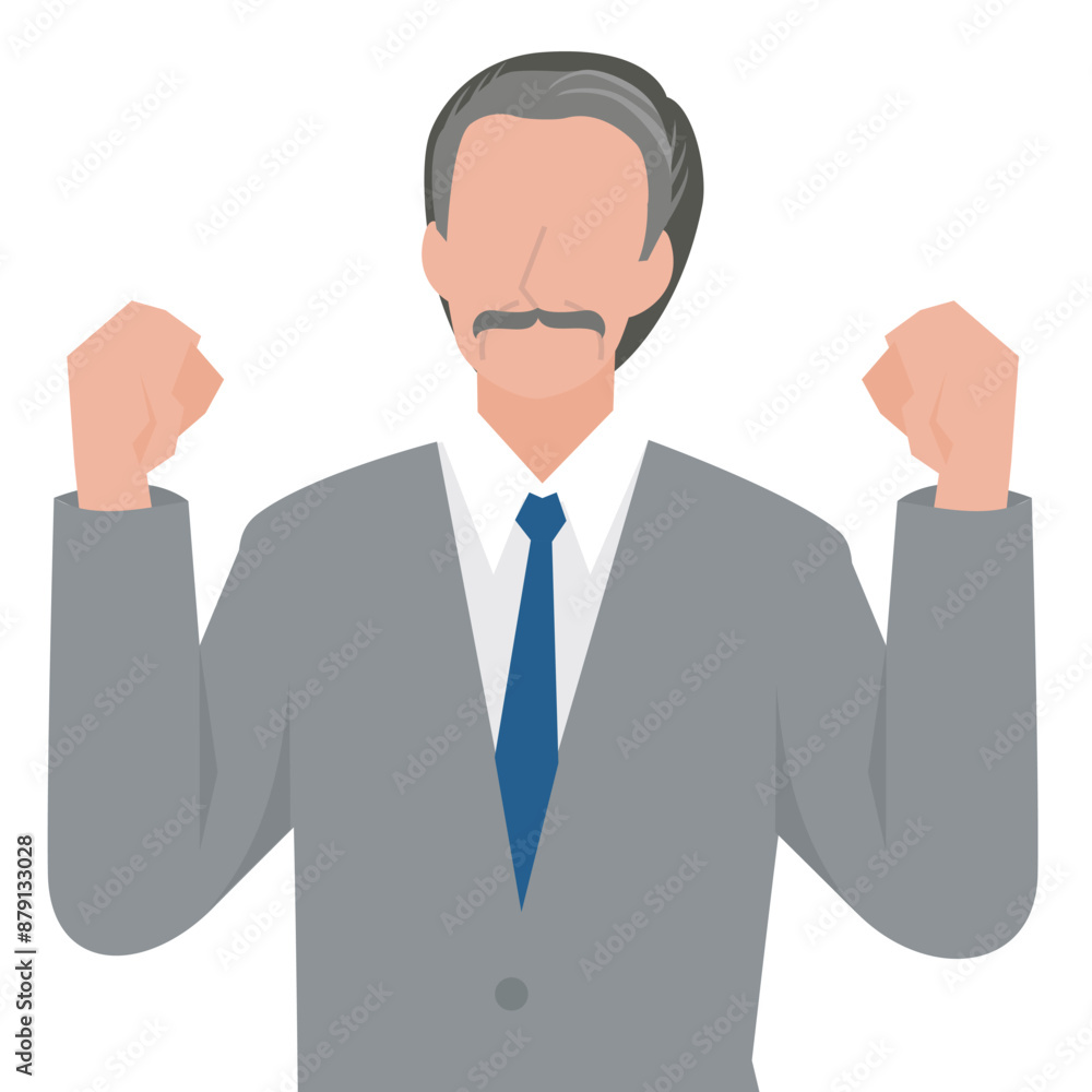 喜んでガッツポーズをする経営者の男性