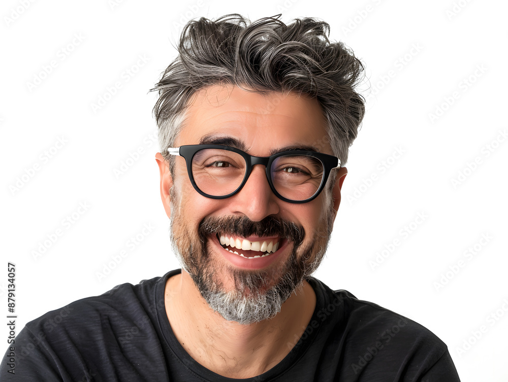 Obraz premium A casual close-up portrait of a smiling man with a beard