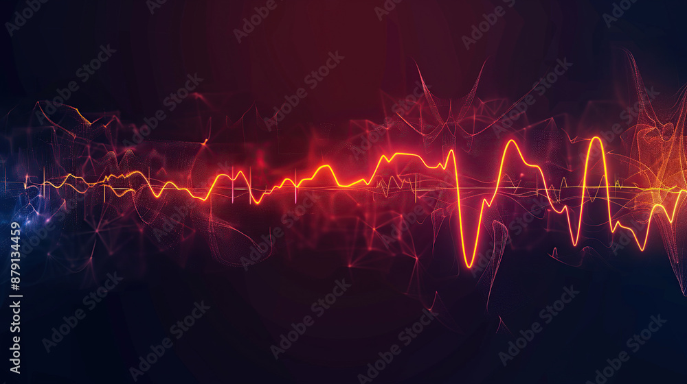 Abstract red and orange glowing heart line with blurred background Abstract red and orange glowing heart line with blurred background