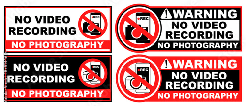 set collections no photo or video prohibited sign. no camera forbidden symbol design label template vector illustration