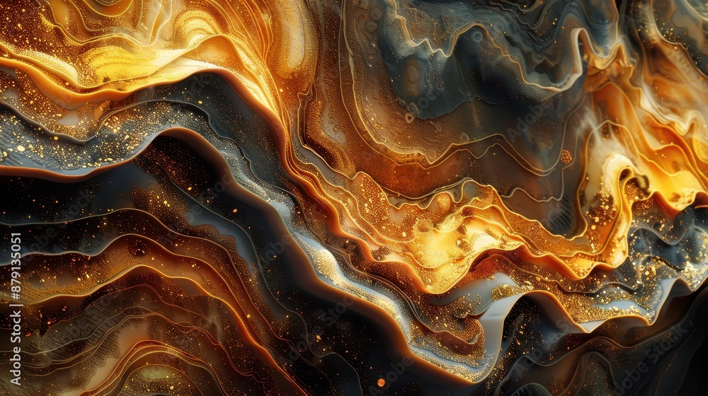 A gold and black wave with a lot of glitter A gold and black wave with a lot of glitter