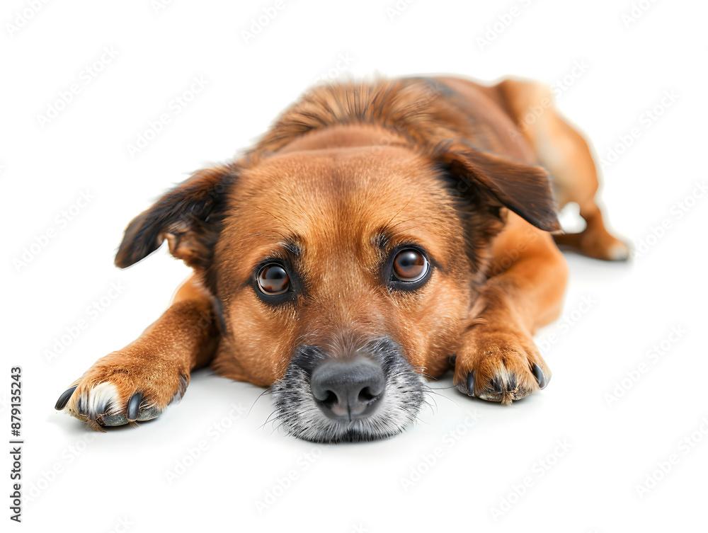 Adorable purebred boxer puppy sitting isolated on white background