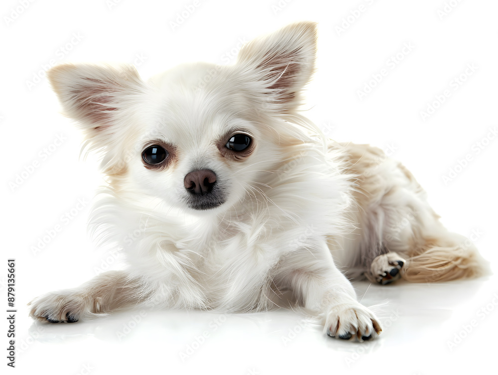 Cute brown Chihuahua puppy sitting isolated on white background Cute brown Chihuahua puppy sitting isolated on white background