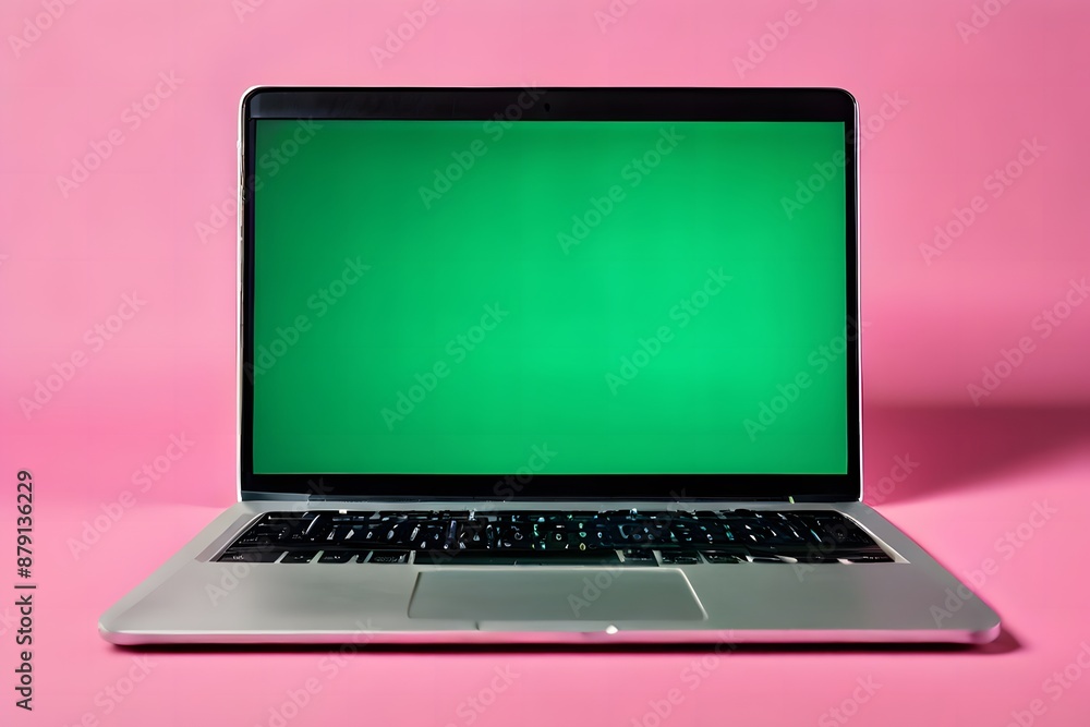 laptop with green screen in display laptop with green screen in display