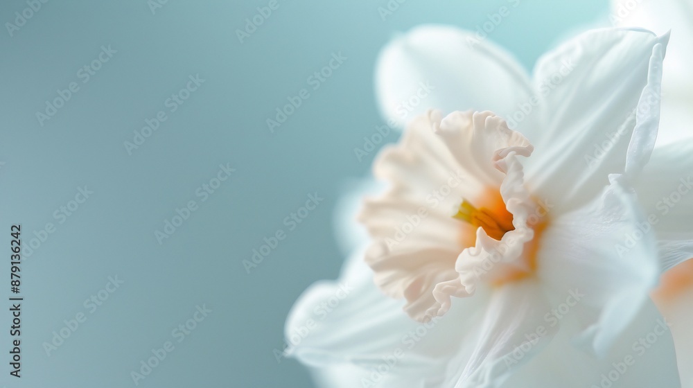 Close-up of daffodil corona, soft-focus spring garden backdrop, fresh light, symbolize new beginnings, hopeful and refreshing composition. Close-up of daffodil corona, soft-focus spring garden backdrop, fresh light, symbolize new beginnings, hopeful and refreshing composition.