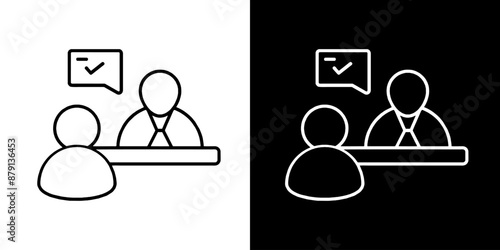 Interview, black icon, silhouette icon, employment, hiring, job interview, recruitment process, candidate assessment Icon