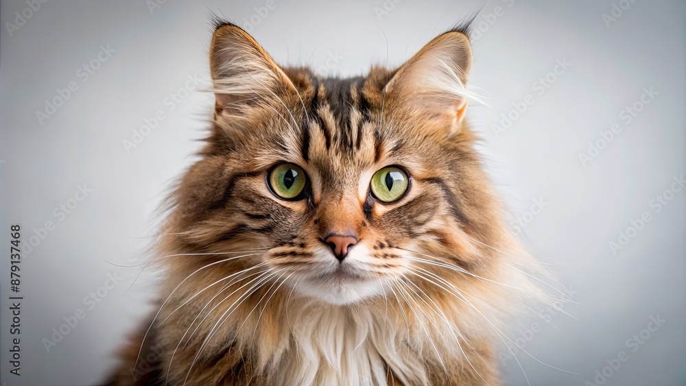 Close up of a fluffy cat looking directly at the camera with a playful expression, cat, pet, feline, animal, adorable, furry Close up of a fluffy cat looking directly at the camera with a playful expression, cat, pet, feline, animal, adorable, furry