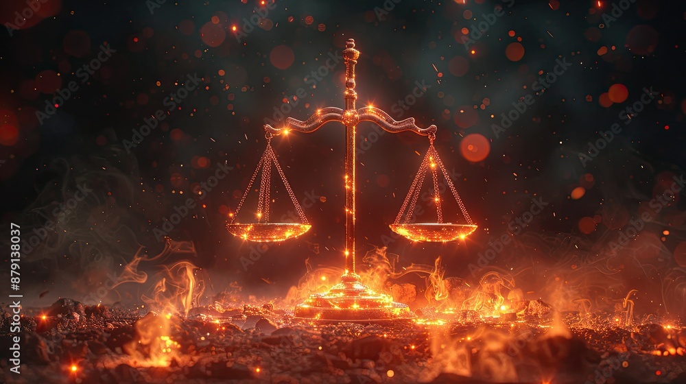 Abstract concept of career balance with glowing scales Abstract concept of career balance with glowing scales