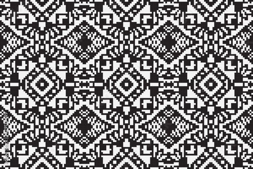 Ethnic seamless monochrome pattern vector image. Aztec geometric background. Tribal print. Navajo fabric. Modern abstract wallpaper. Vector illustration.