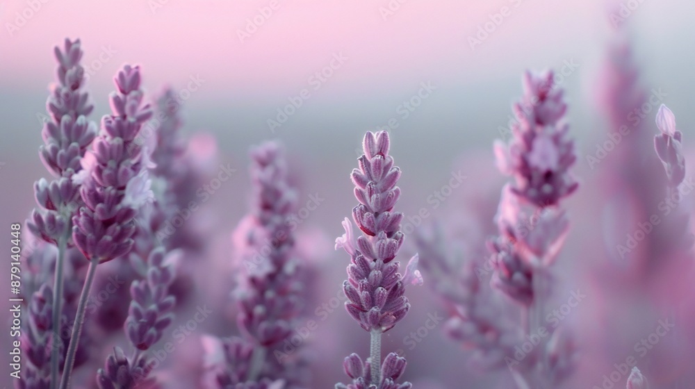 Close-up of lavender buds, soft-focus countryside backdrop, gentle breeze, represent calm, soothing and peaceful composition. Close-up of lavender buds, soft-focus countryside backdrop, gentle breeze, represent calm, soothing and peaceful composition.