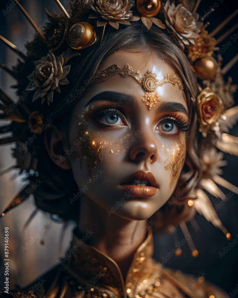 portrait of a girl in gold jewelry portrait of a girl in gold jewelry