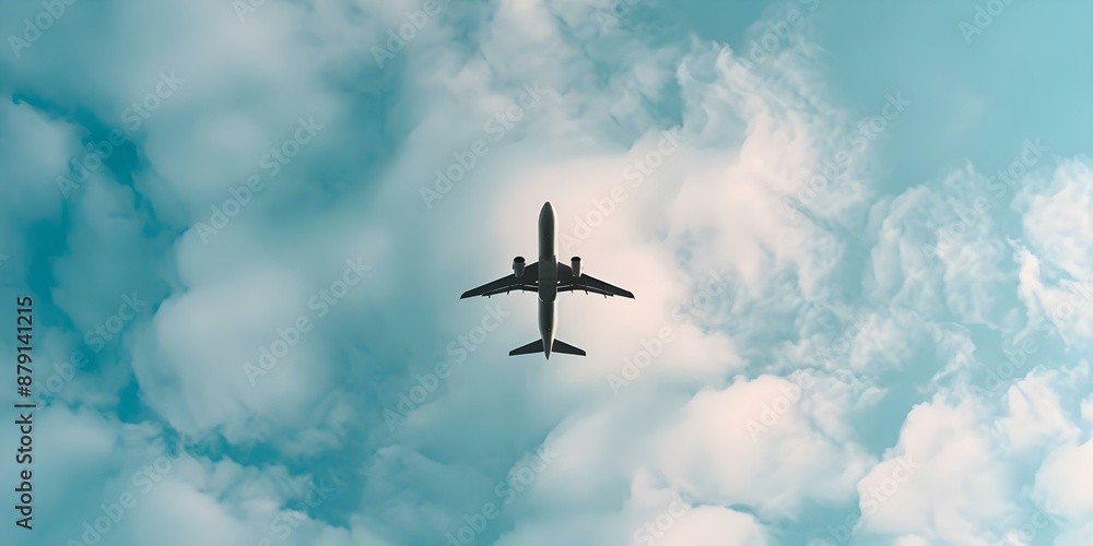Promoting Sustainable Aviation Commercial Airplane Soaring Through Cloudy Skies. Concept Sustainable Aviation, Commercial Airplane, Cloudy Skies, Promotions, Aircraft Technology Promoting Sustainable Aviation Commercial Airplane Soaring Through Cloudy Skies. Concept Sustainable Aviation, Commercial Airplane, Cloudy Skies, Promotions, Aircraft Technology