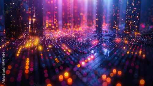 Wallpaper Mural Abstract pattern of city lights at night, creating a sense of vibrant urban energy Torontodigital.ca