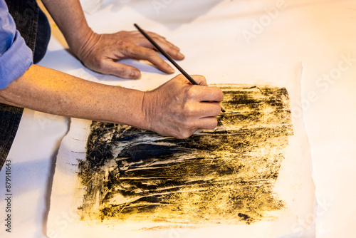 Obraz na plátně Monotype à l'encre sur papier
