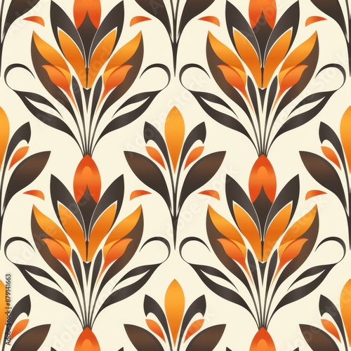 Vintage Floral Pattern With Orange and Brown Hues