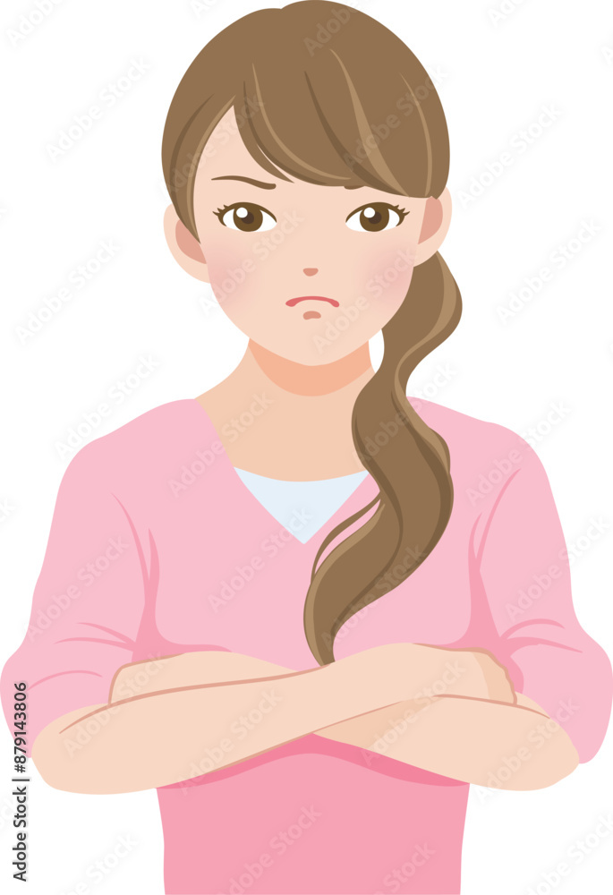 怒って腕組みしている若い女性 怒って腕組みしている若い女性