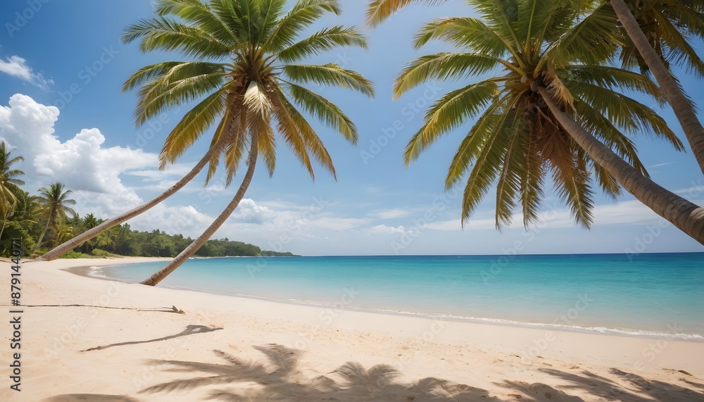Tropical Paradise: Palm Trees on a Pristine Beach Tropical Paradise: Palm Trees on a Pristine Beach