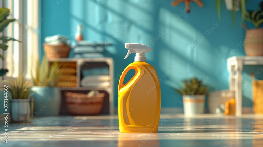 Laundry Detergent Focus on a bottle of laundry detergent in a laundry room with a bright background Laundry Detergent Focus on a bottle of laundry detergent in a laundry room with a bright background