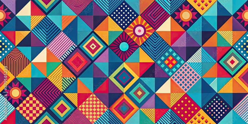 Abstract geometric shapes in a bold and vibrant wallpaper design, abstract, wallpaper, background, geometric, shapes