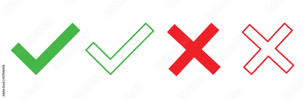 check mark tick cross vector icon set check mark tick cross vector icon set