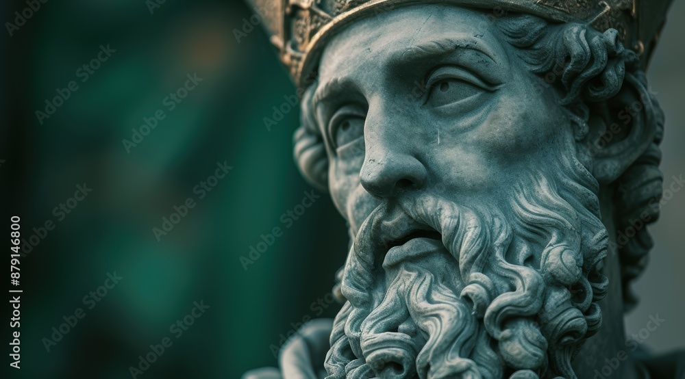 Detailed stone sculpture of an ancient deity Detailed stone sculpture of an ancient deity