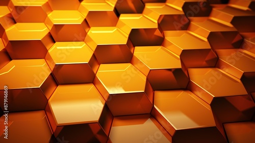 Honeycomb yellow orange abstract 3d hexagon background