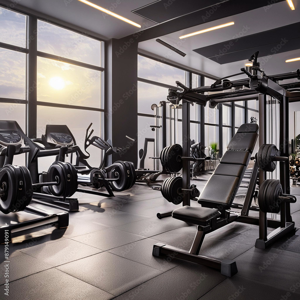 Obraz premium Variety of Gym and Fitness Equipment for a Complete Workout Routine